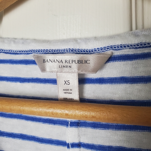 Banana Republic 100% Linen Striped V-Neck T-Shirt Size XS - Picture 5 of 5